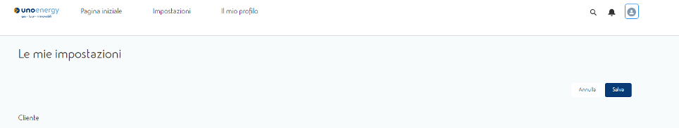 Screenshot dell'Area Clienti Unoenergy