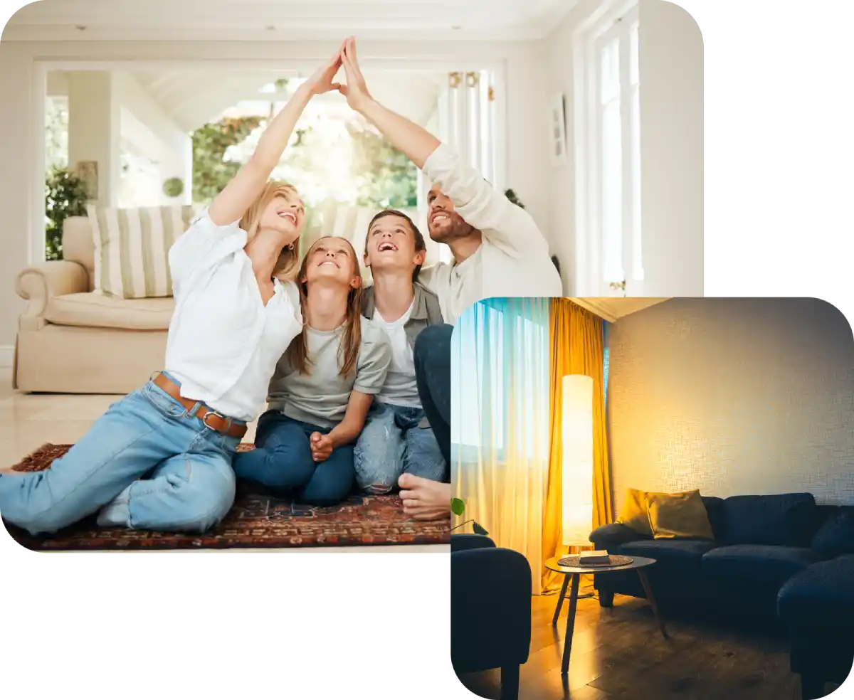 Famiglia felice, casa illuminata