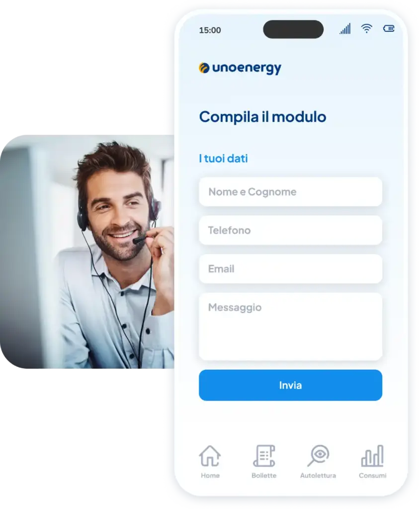 Operatore call center, form contatti Unoenergy