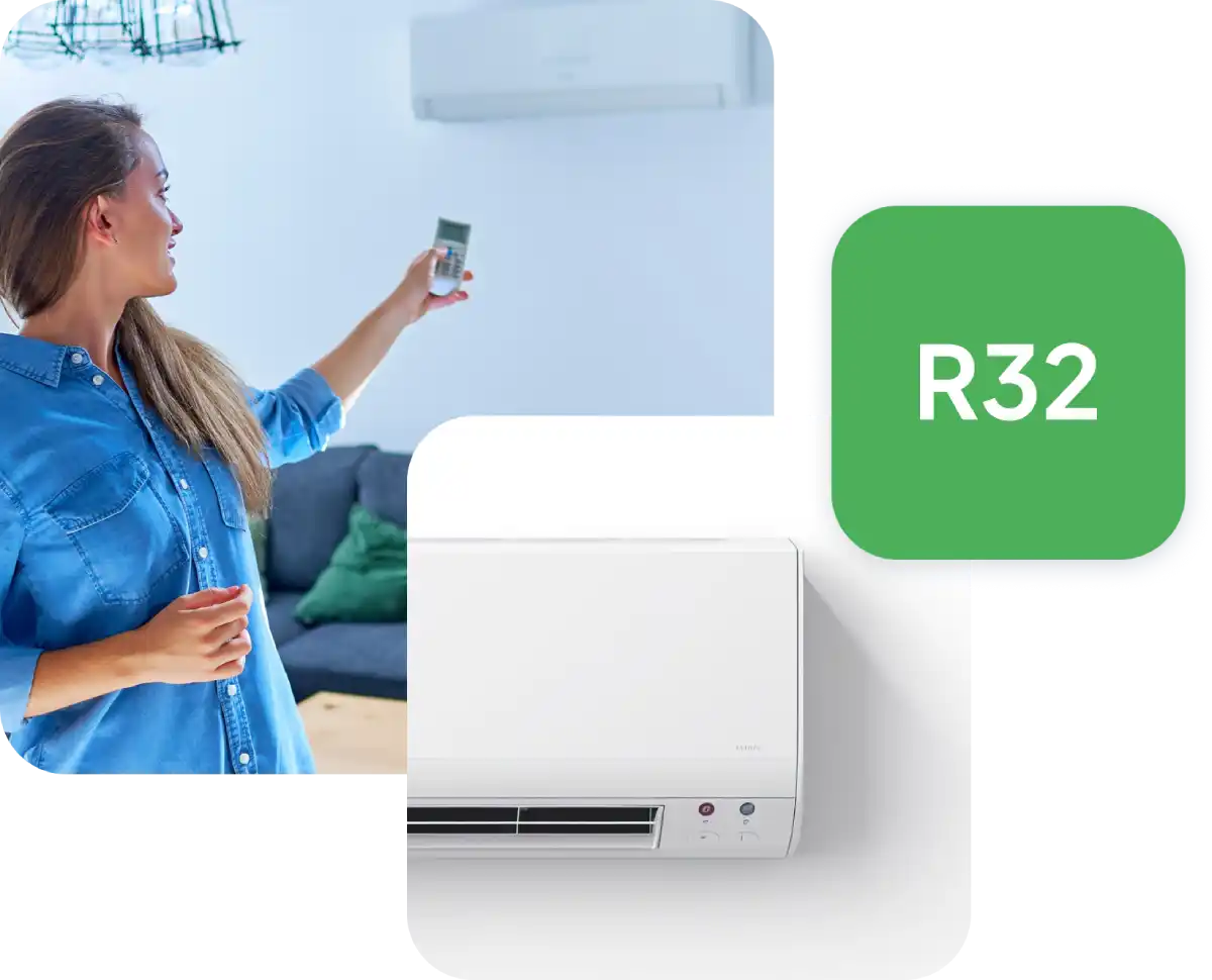 Donna regola il condizionatore, gas R32