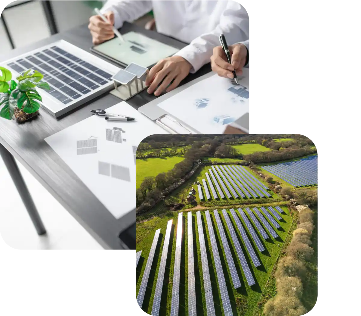 progetto per fotovoltaico aziendale, campo con pannelli fotovoltaici