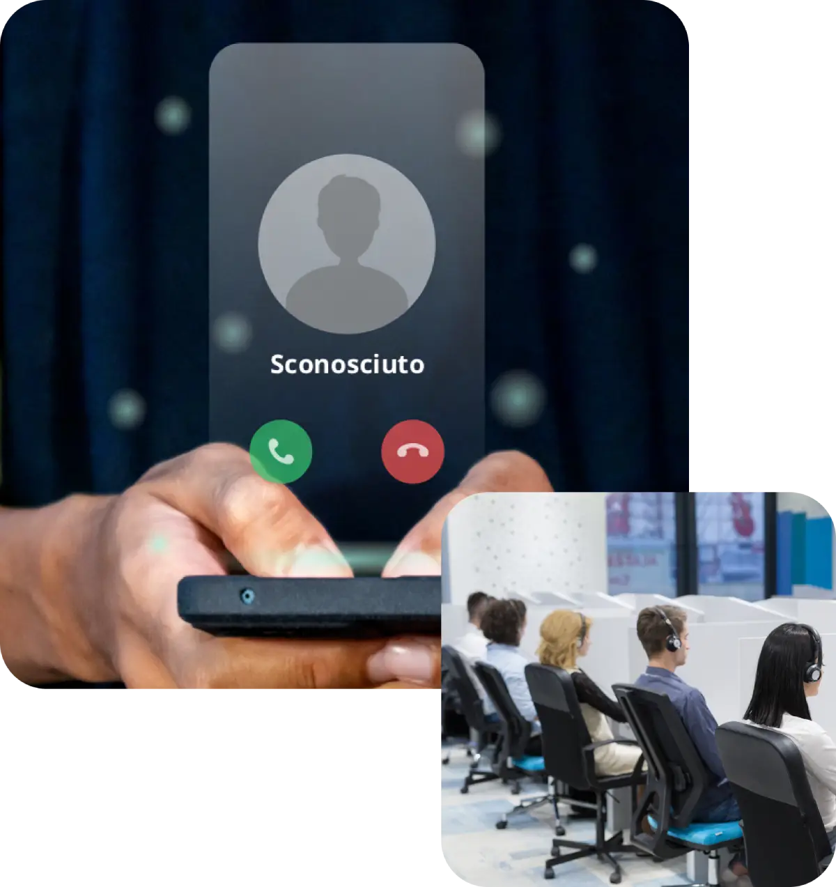 Chiamata in arrivo da numero sconosciuto, call center