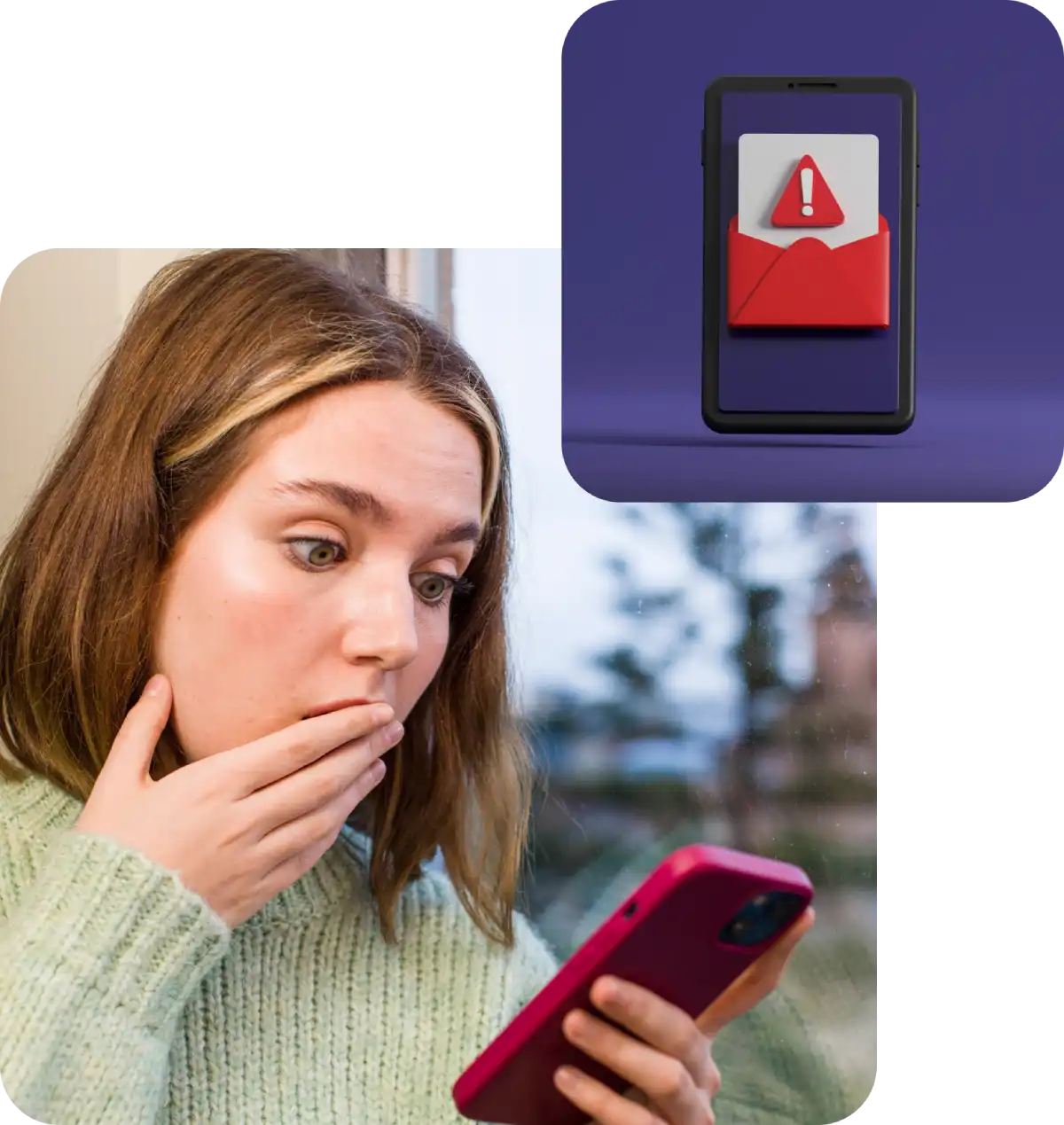 Donna preoccupata fissa il proprio cellulare