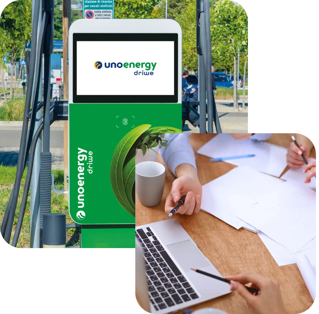 Cononnina Unoenergy Driwe e documentazione con persone che progettano al pc